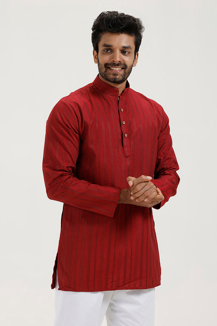 Aztel - Classic Red Short Kurta for Men | Uathayam