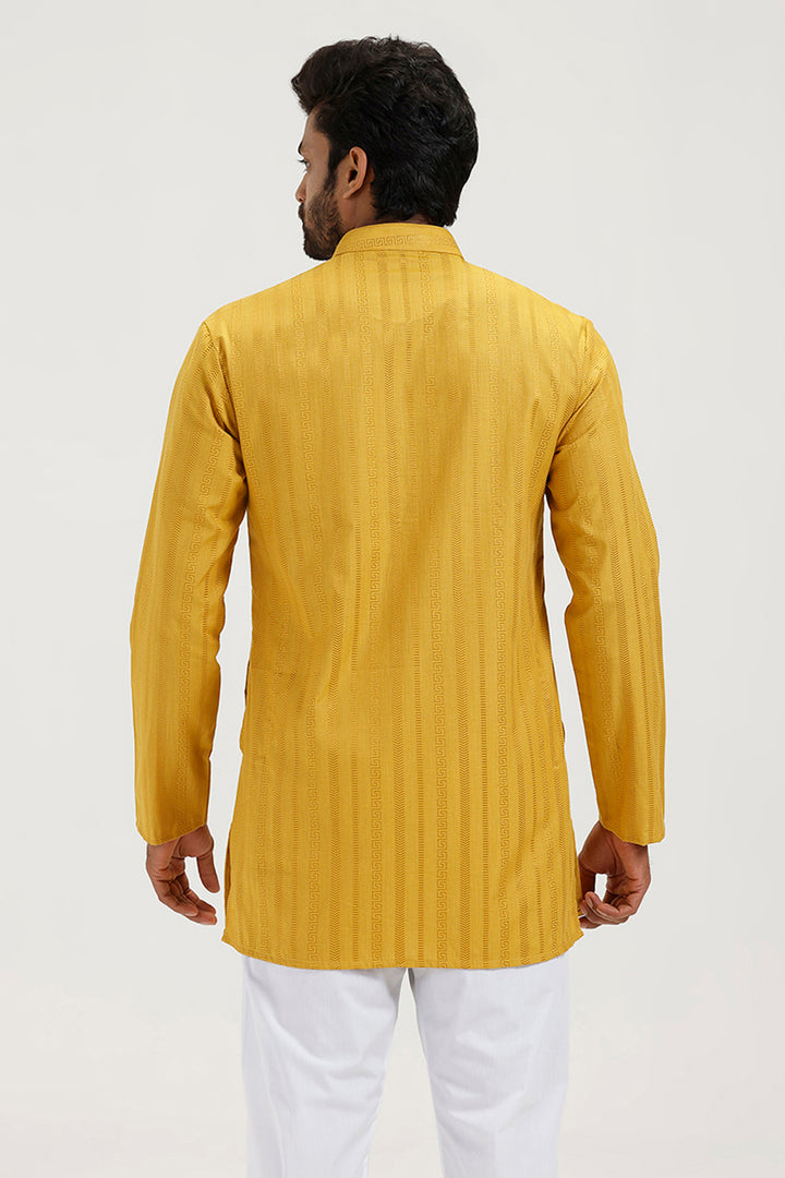 Aztel - Mustard Yellow Short Kurta for Men | Uathayam