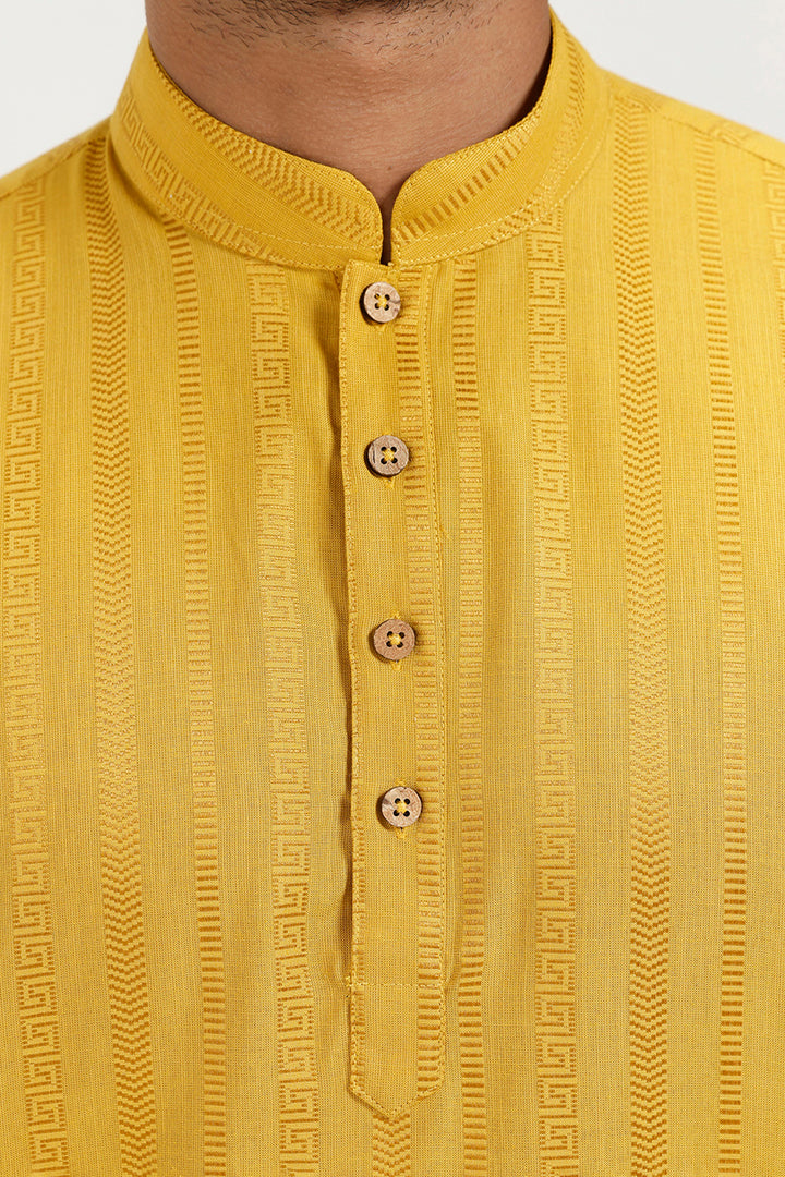 Aztel - Mustard Yellow Short Kurta for Men | Uathayam