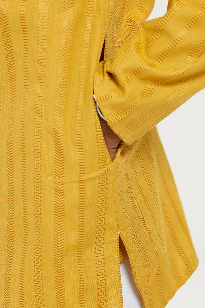 Aztel - Mustard Yellow Short Kurta for Men | Uathayam