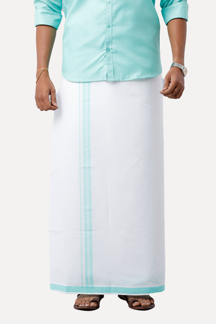 UATHAYAM Xpress Light Green Cotton Rich Full Sleeve Solid Slim Fit Shirt & Dhoti Set For Men Pack Of 1