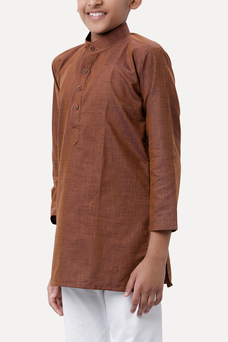 Exotic - Dark Brown Kurta and Pyjama 2 In 1 Set For Kids | Uathayam