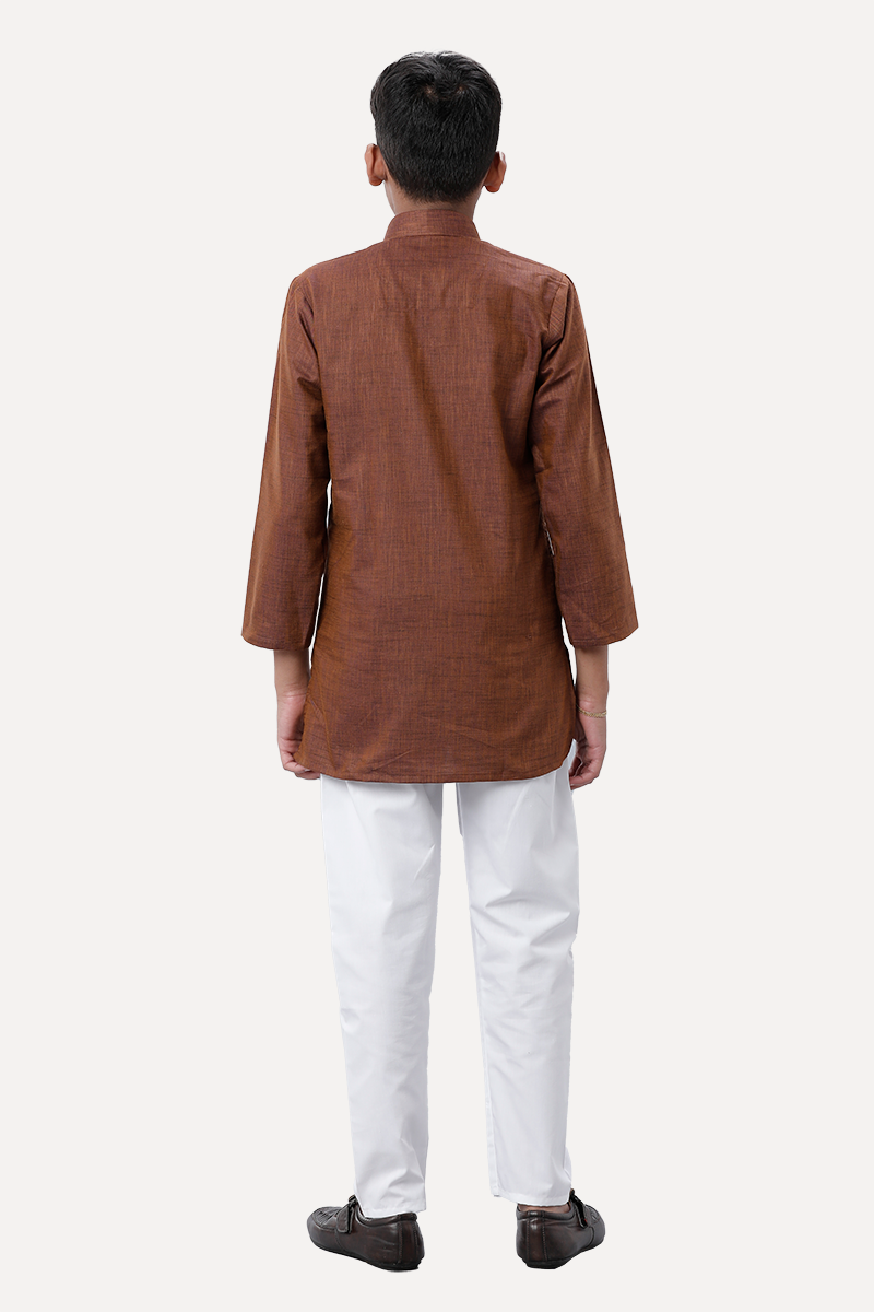 Exotic - Dark Brown Kurta and Pyjama 2 In 1 Set For Kids | Uathayam