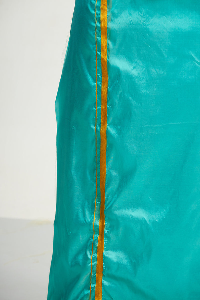 VRIKSHAM Green Color Silk Shirt & Matching Dhoti 2 in 1 Set Full Sleeve For Men- 15804