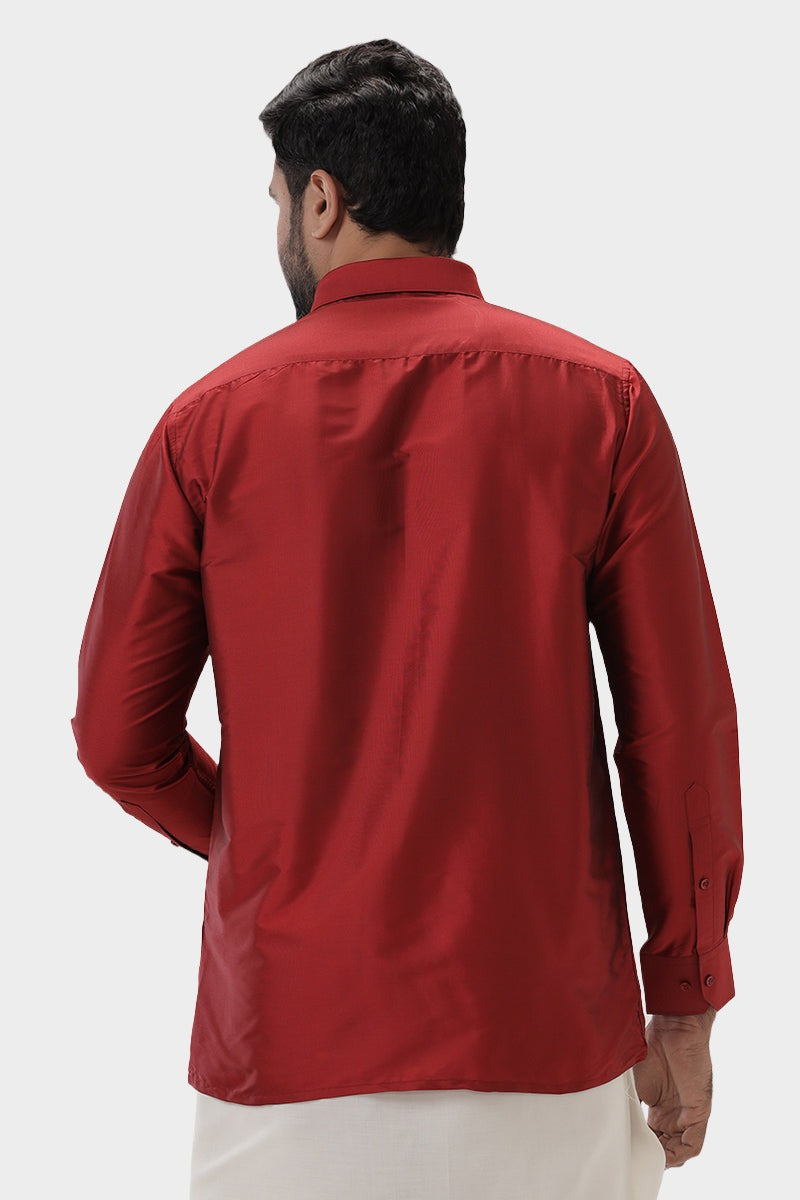 Silk Feel - Red Silk Shirts For Mens | Uathayam