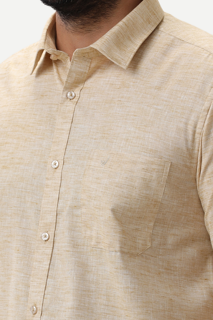 Thaksha - Yellowish Tan  Formal Shirts for Men | Uathayam