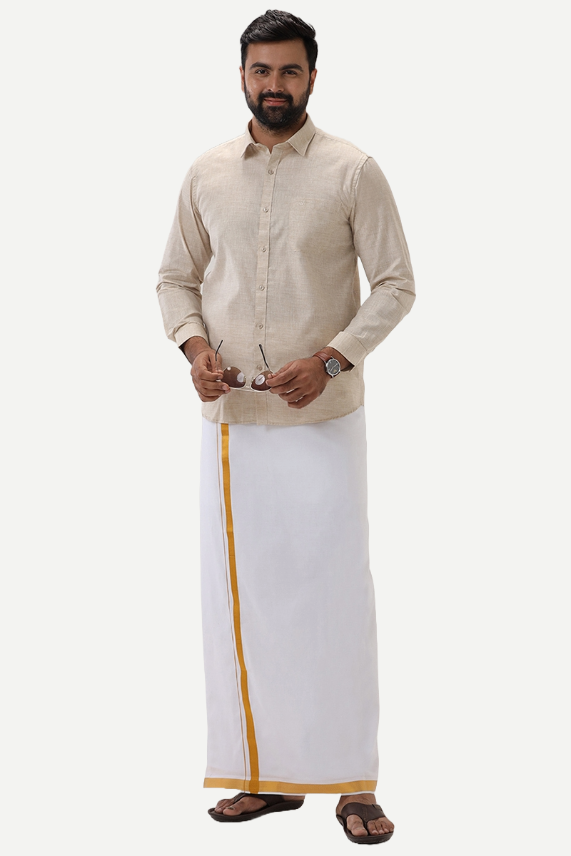 Thaksha - Light Tan Formal Shirts for Men | Uathayam