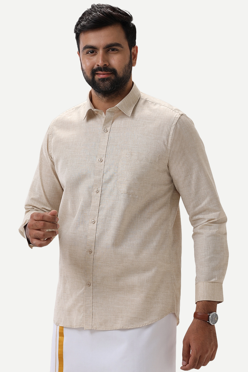 Thaksha - Light Tan Formal Shirts for Men | Uathayam