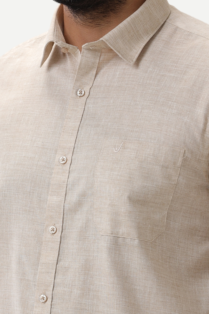 Thaksha - Light Tan Formal Shirts for Men | Uathayam