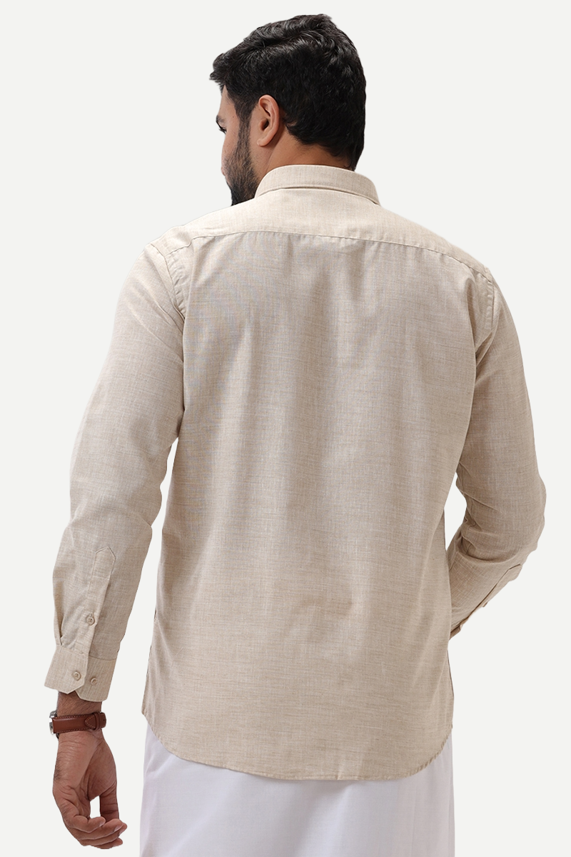 Thaksha - Light Tan Formal Shirts for Men | Uathayam