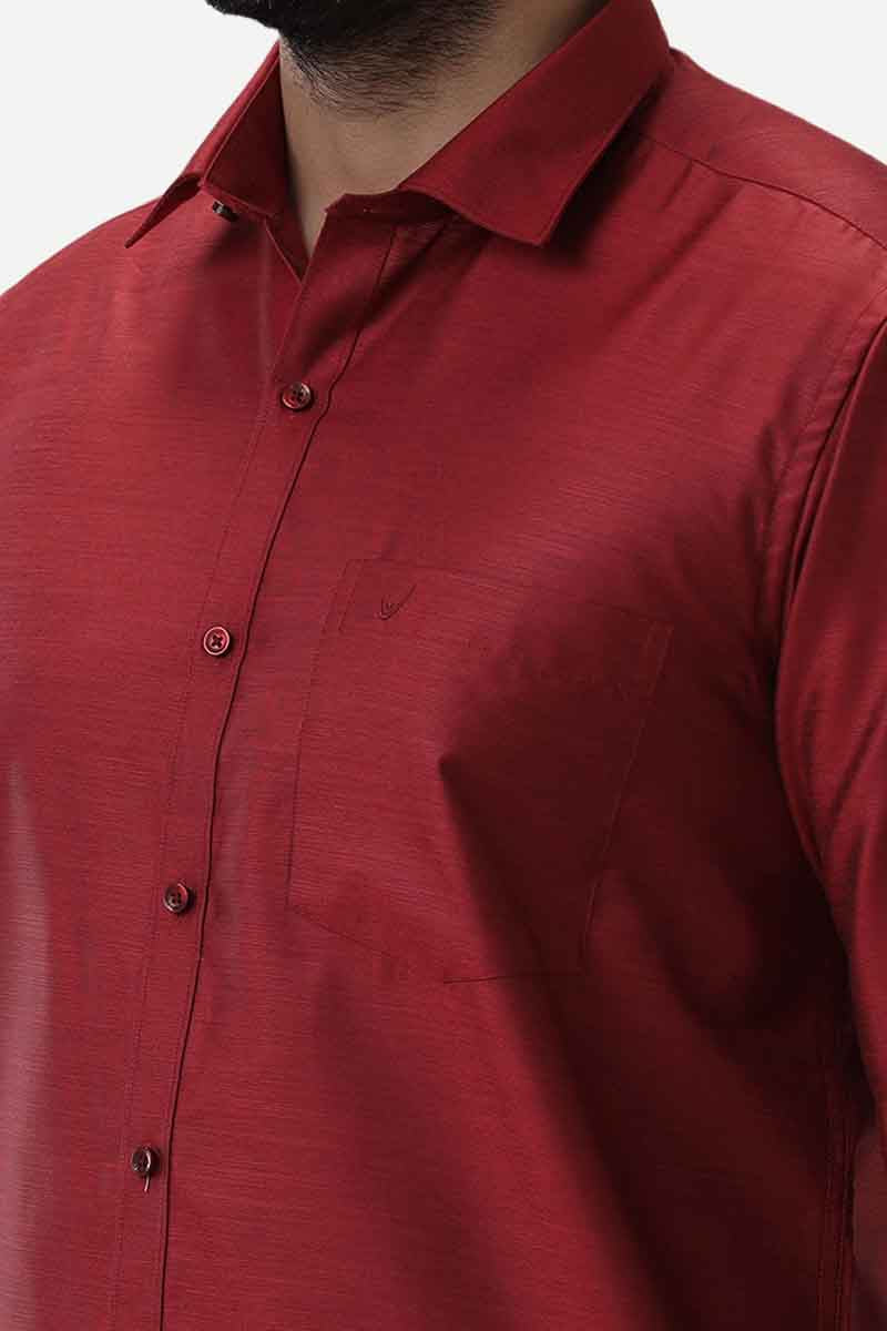 Divine Elite - Red Matching Shirt and Single Dhoti Set for Men | Uathayam