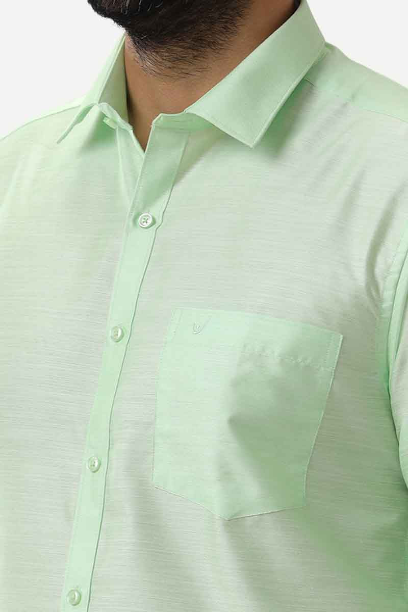 Divine Elite - Mint Green Matching Shirt and Single Dhoti Set for Men | Uathayam