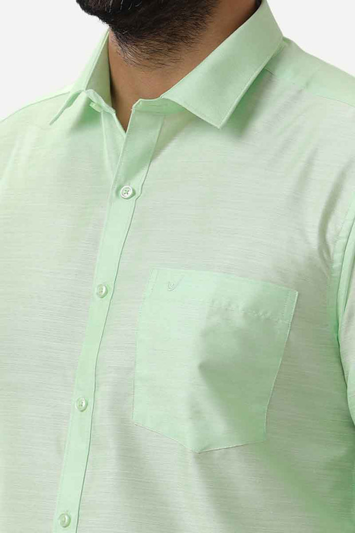 Divine Elite - Mint Green Matching Shirt and Single Dhoti Set for Men | Uathayam