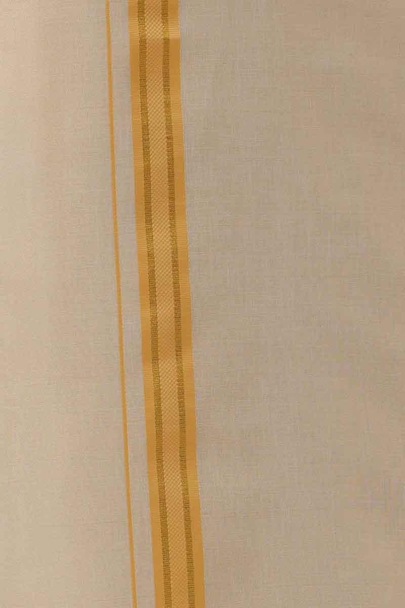 Ever Shine - Orange Single Gold Jari Fancy Borders Dhoti For Men | Uathayam