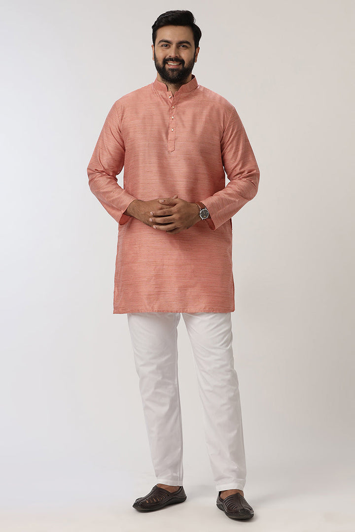 Kraft - Light Pink Long Kurtas for Men | Uathayam