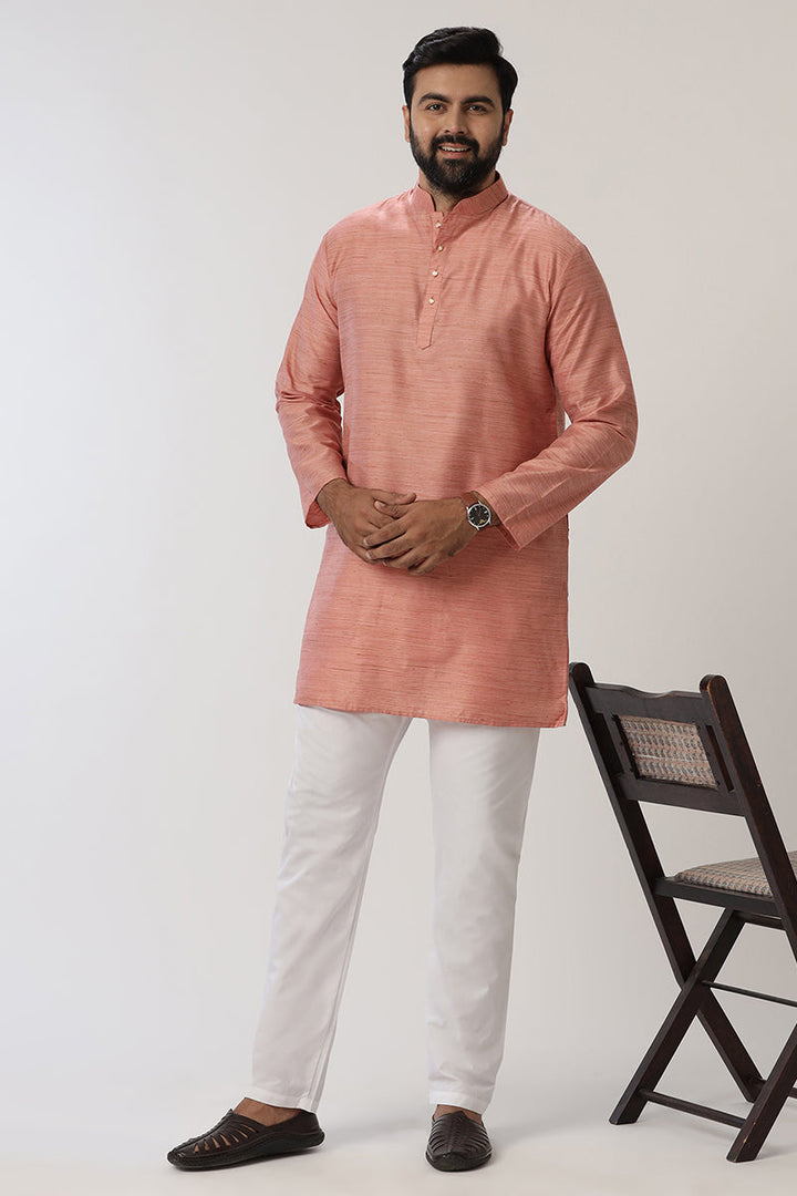 Kraft - Light Pink Long Kurtas for Men | Uathayam