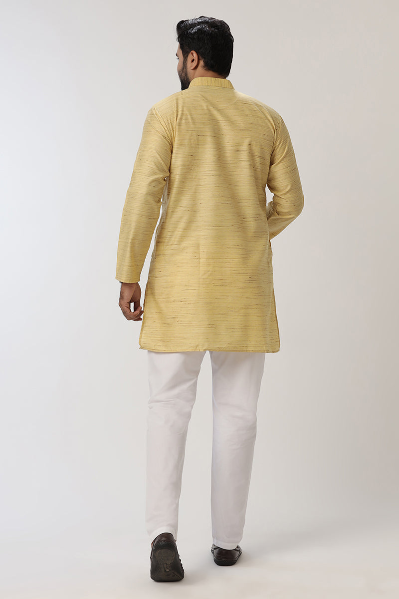 Kraft - Light Yellow Long Kurtas for Men | Uathayam