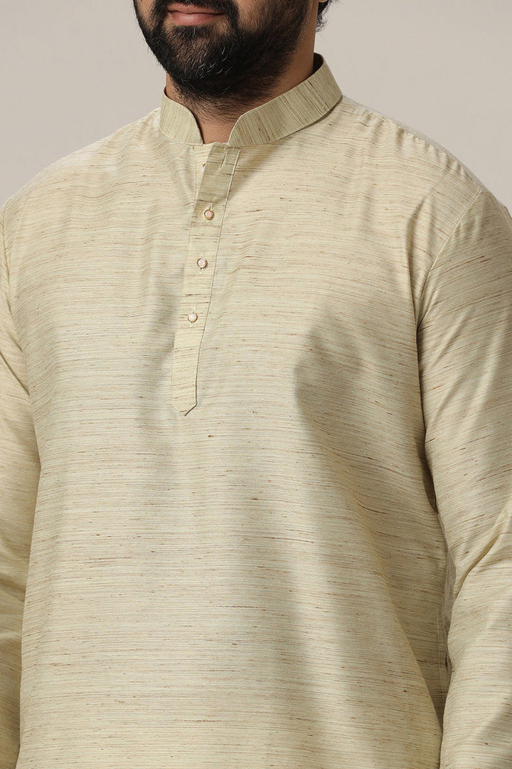 Kraft - Cream Yellow Long Kurtas for Men | Uathayam