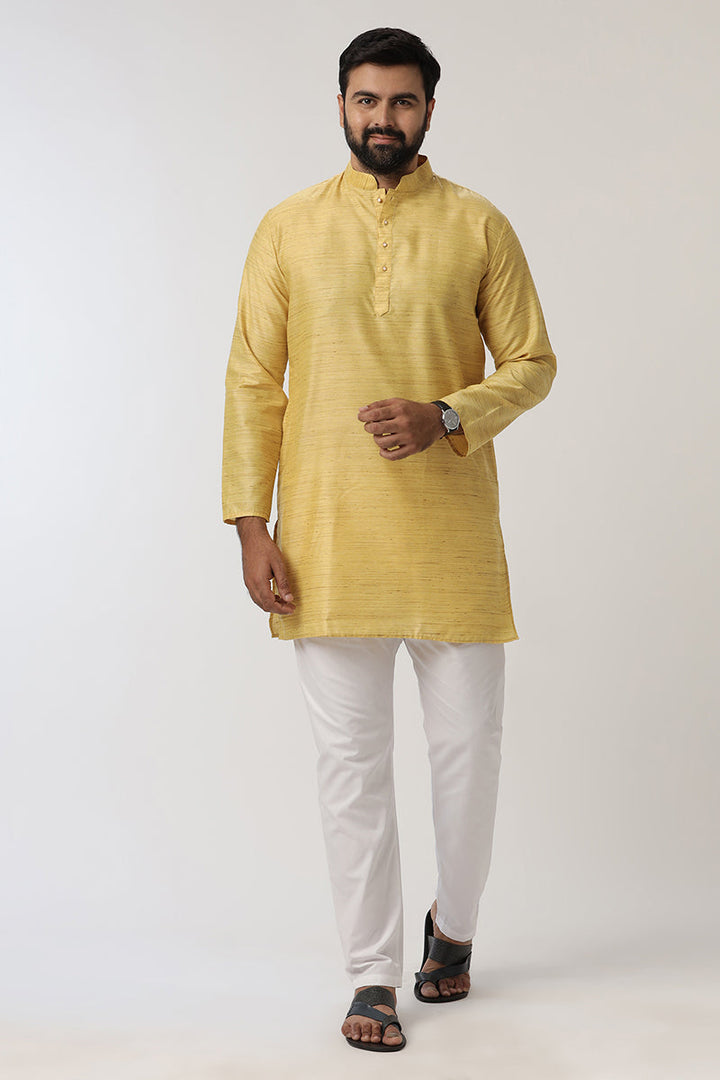 Kraft - Dark Yellow Long Kurtas for Men | Uathayam