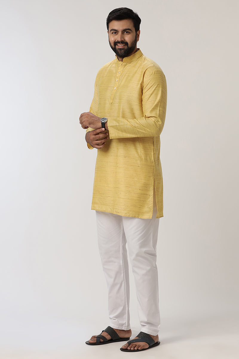 Kraft - Dark Yellow Long Kurtas for Men | Uathayam