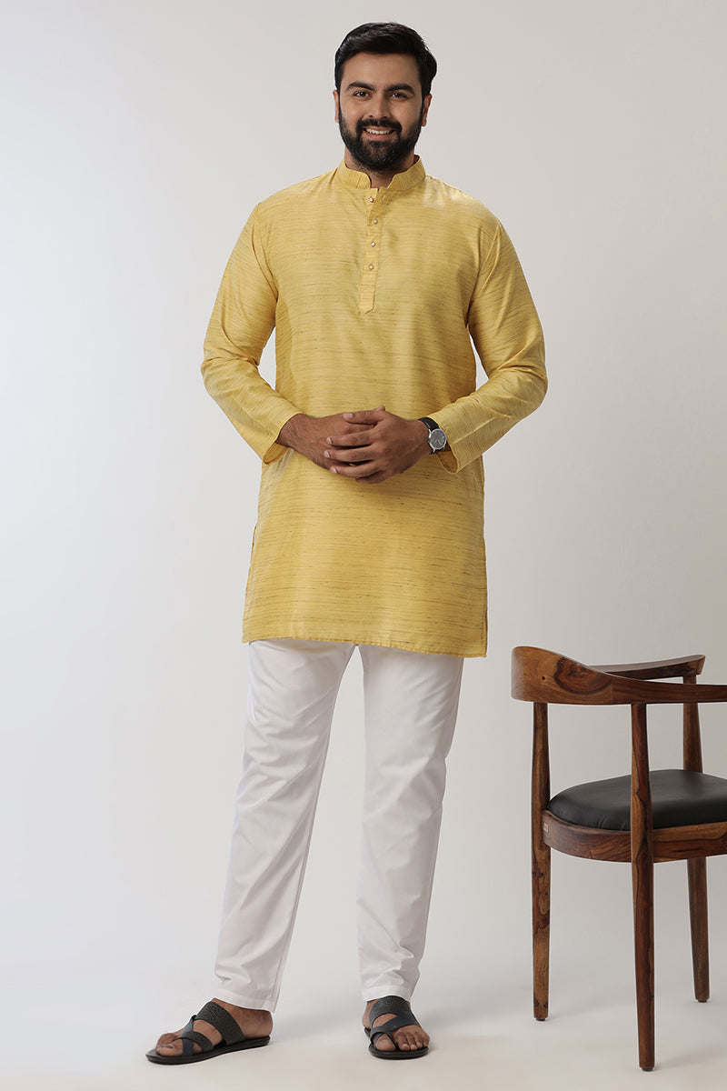 Kraft - Dark Yellow Long Kurtas for Men | Uathayam