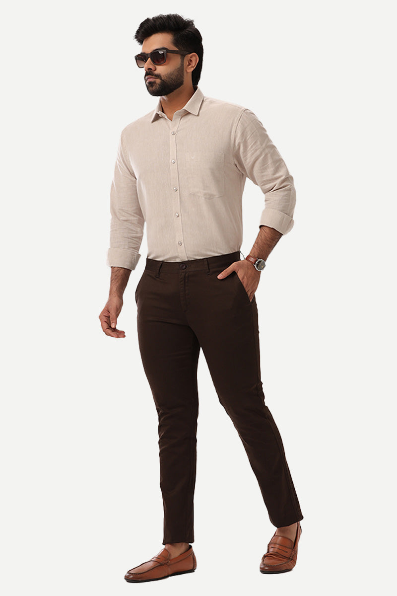 Basic Chino - Coffee Brown Trouser For Men | Ariser