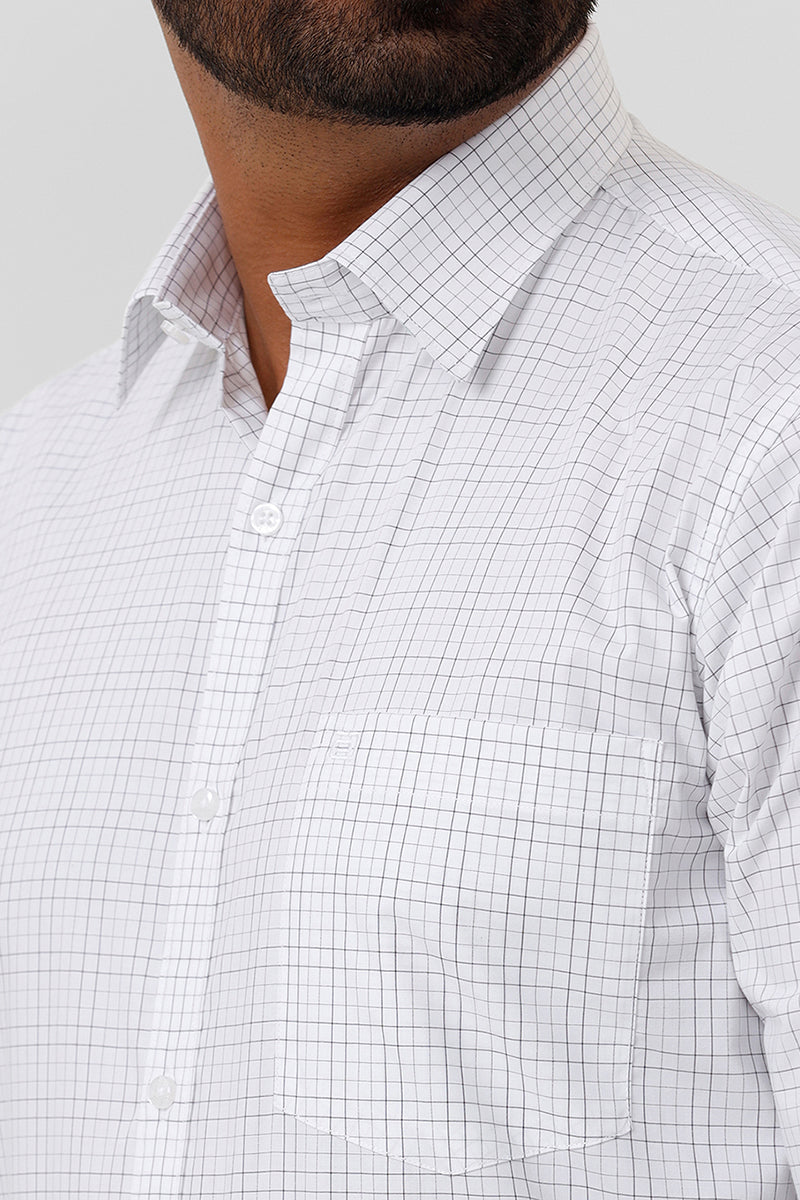 Bamboo Checks - White With Olive Green Checked Shirts For Mens | Ariser