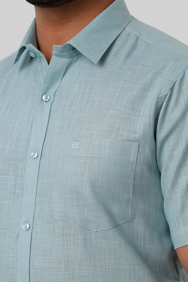 Indo Cotton - Summer Green Formal Shirts For Men | Ariser