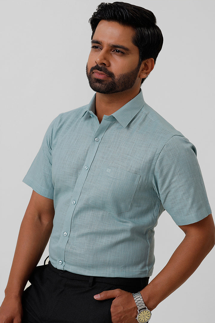 Indo Cotton - Summer Green Formal Shirts For Men | Ariser