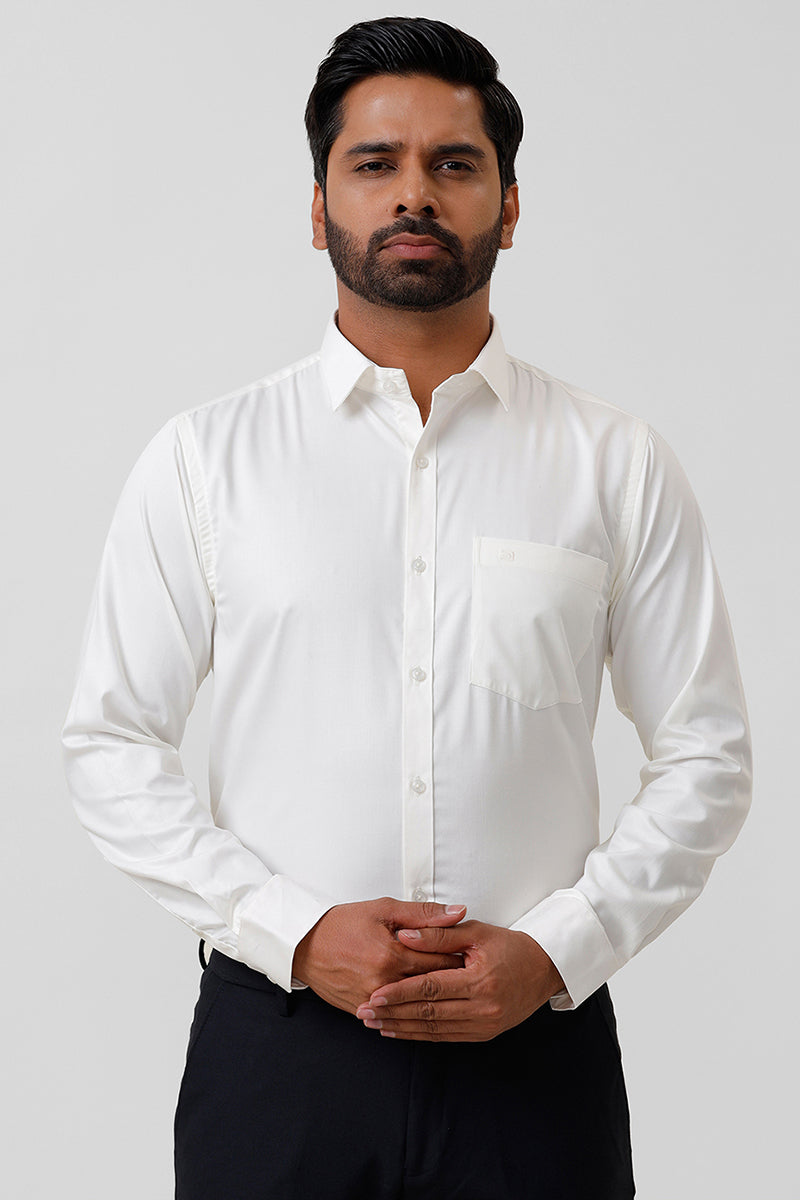 Bamboo Twill - White Formal Shirts for Men | Ariser