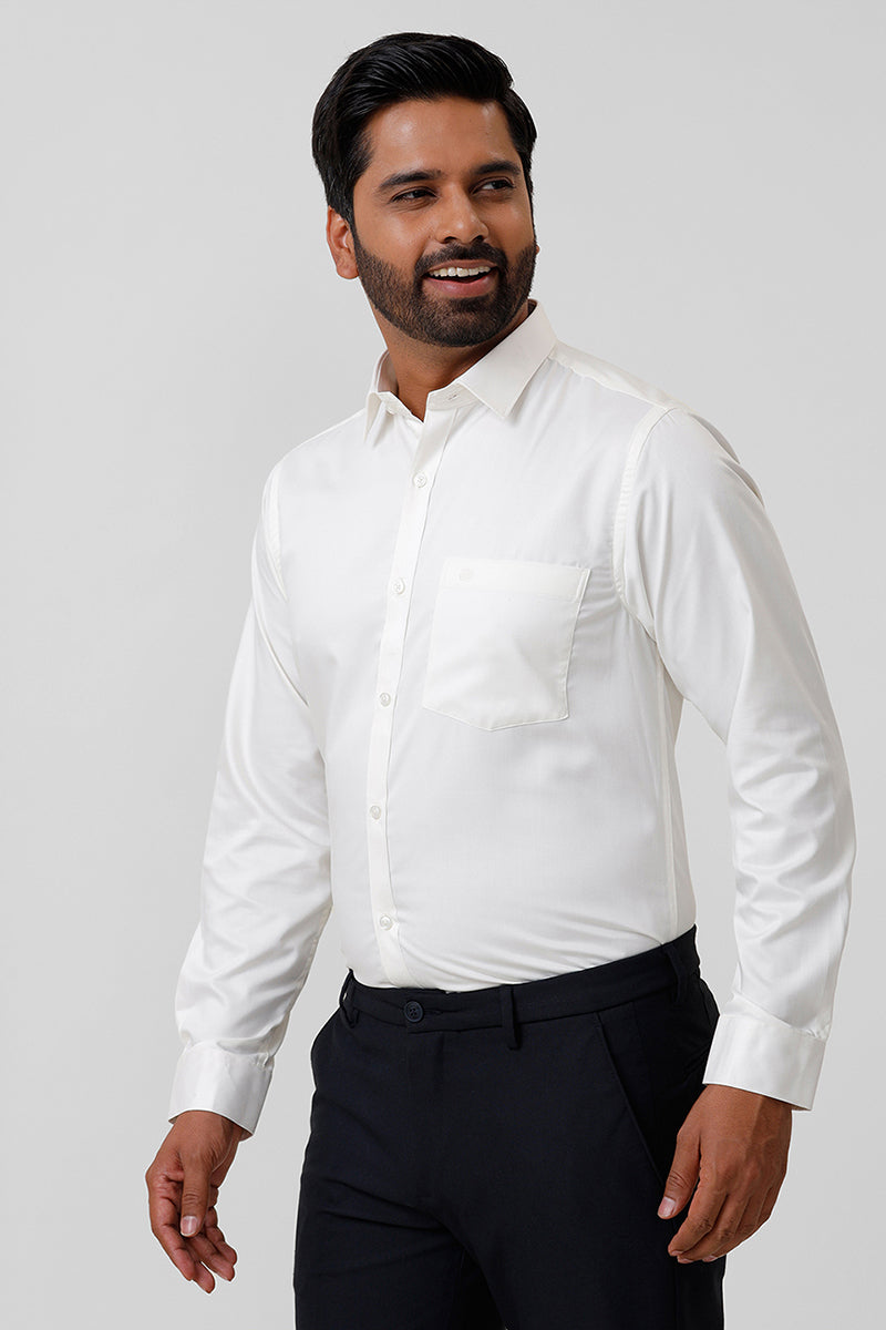 Bamboo Twill - White Formal Shirts for Men | Ariser