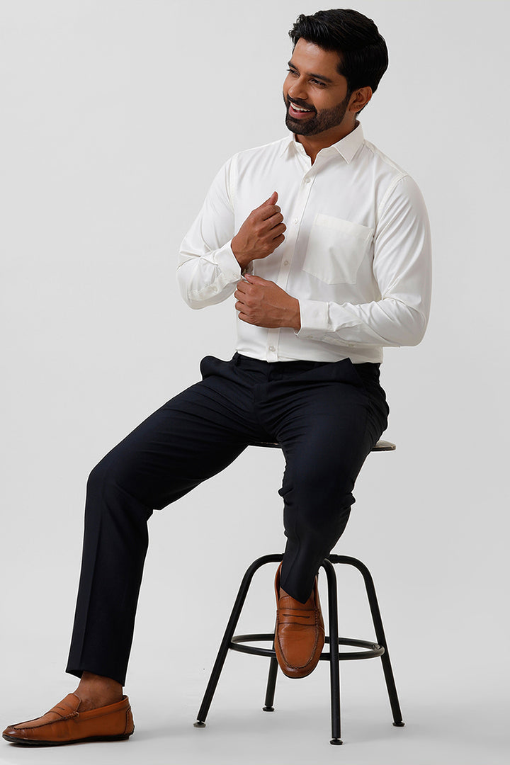 Bamboo Twill - White Formal Shirts for Men | Ariser