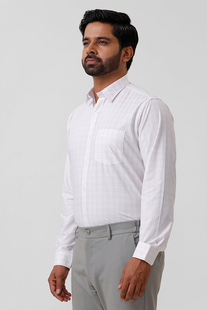 Bamboo Checks - White With Red Checked Shirts For Mens | Ariser