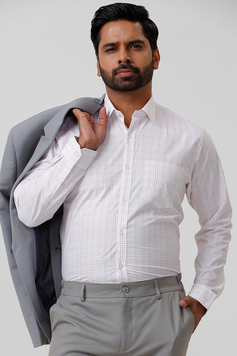 Bamboo Checks - White With Red Checked Shirts For Mens | Ariser