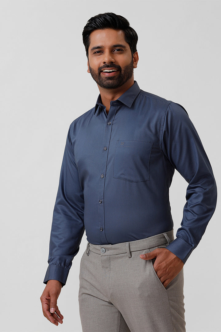 Bamboo Twill - Dark Blue Formal Shirts for Men | Ariser