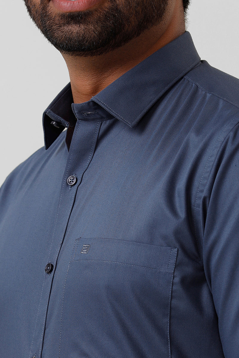 Bamboo Twill - Dark Blue Formal Shirts for Men | Ariser