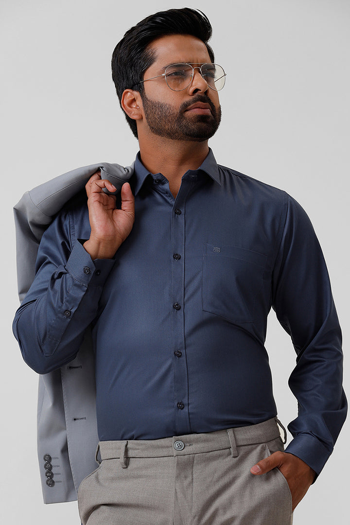 Bamboo Twill - Dark Blue Formal Shirts for Men | Ariser