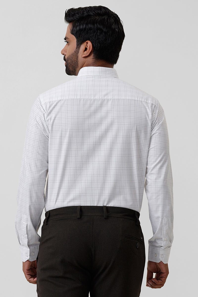 Bamboo Checks - White With Black Checked Shirts For Mens | Ariser