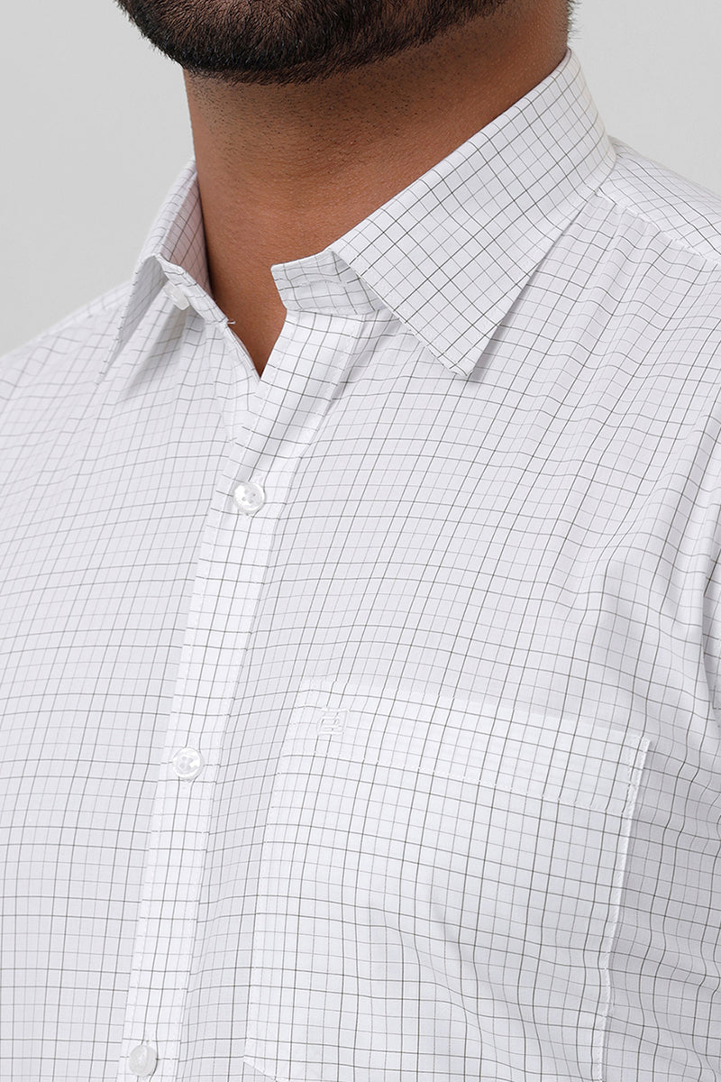 Bamboo Checks - White With Black Checked Shirts For Mens | Ariser