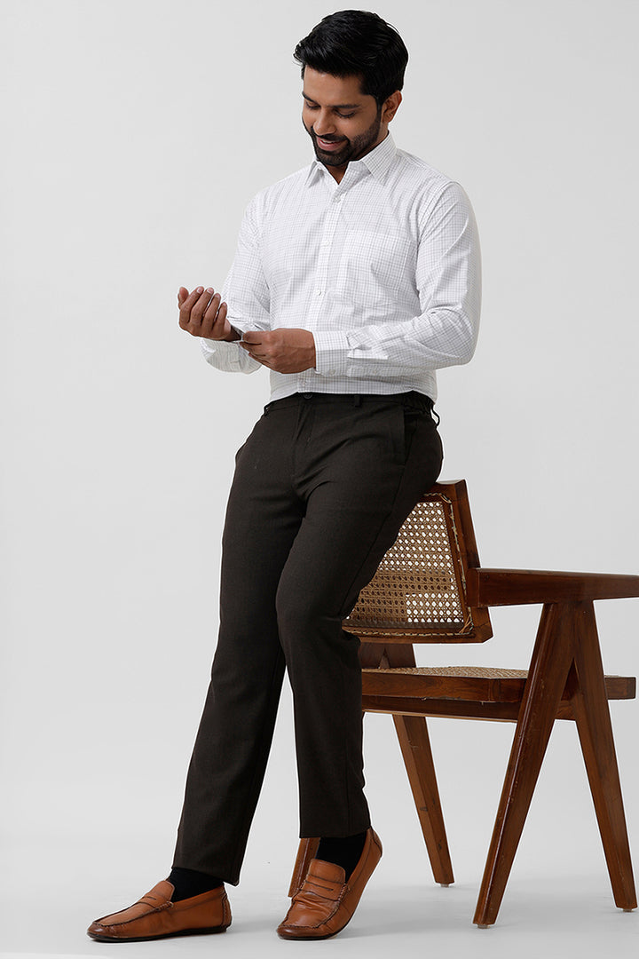 Bamboo Checks - White With Black Checked Shirts For Mens | Ariser