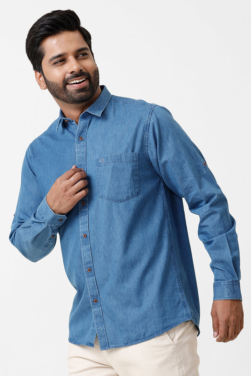 Casual denim shirt for men, Denim shirt, Men's denim shirts, Button down denim shirt for men, Cotton denim shirt for men