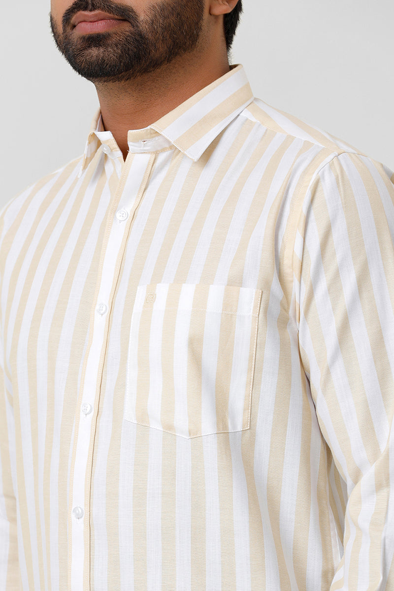 Hopper Stripes - Yellow With White Casual Shirts For Men | Ariser