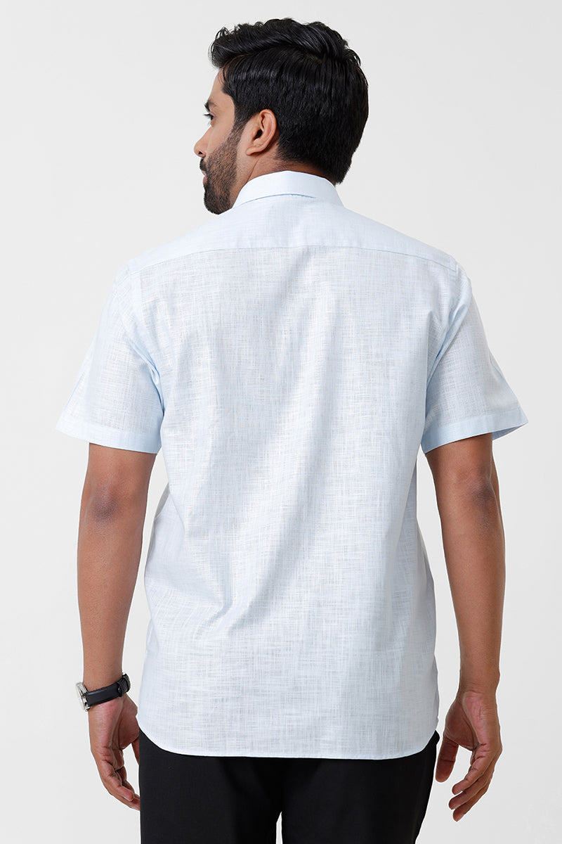 Indo Cotton - Soft Blue Formal Shirts For Men | Ariser