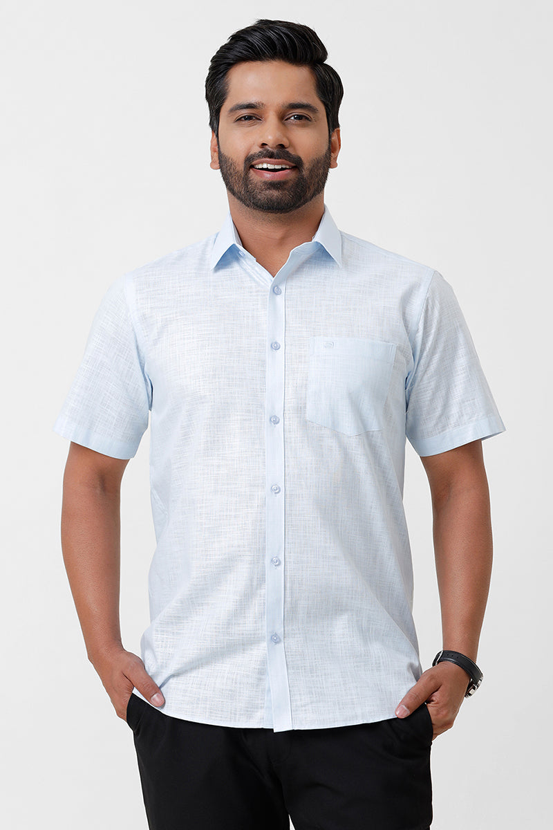 Indo Cotton - Soft Blue Formal Shirts For Men | Ariser