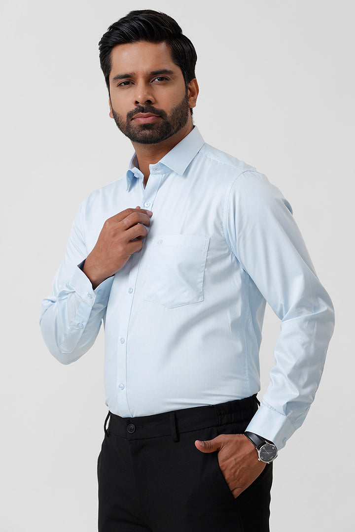 Bamboo Twill - Sky Blue Formal Shirts for Men | Ariser