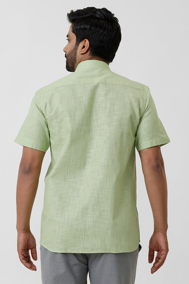 Indo Cotton - Pale Green Formal Shirts For Men | Ariser