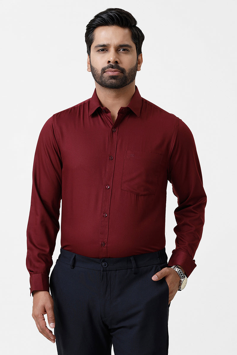 Bamboo Twill - Maroon Formal Shirts for Men | Ariser