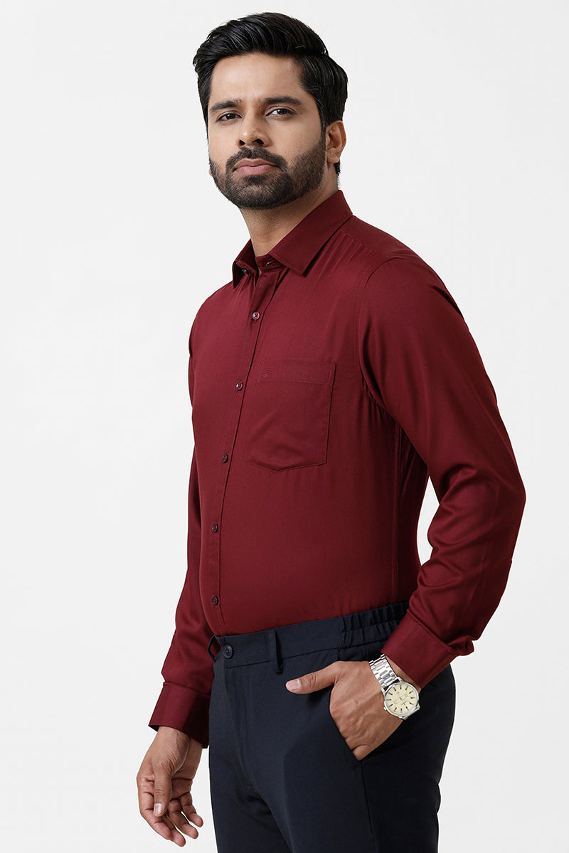 Bamboo Twill - Maroon Formal Shirts for Men | Ariser