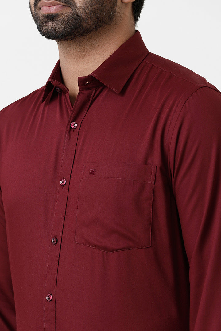 Bamboo Twill - Maroon Formal Shirts for Men | Ariser