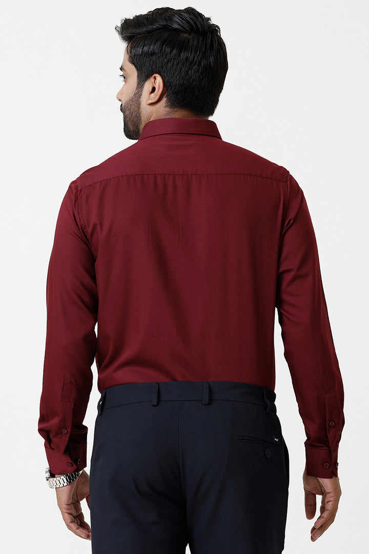 Bamboo Twill - Maroon Formal Shirts for Men | Ariser